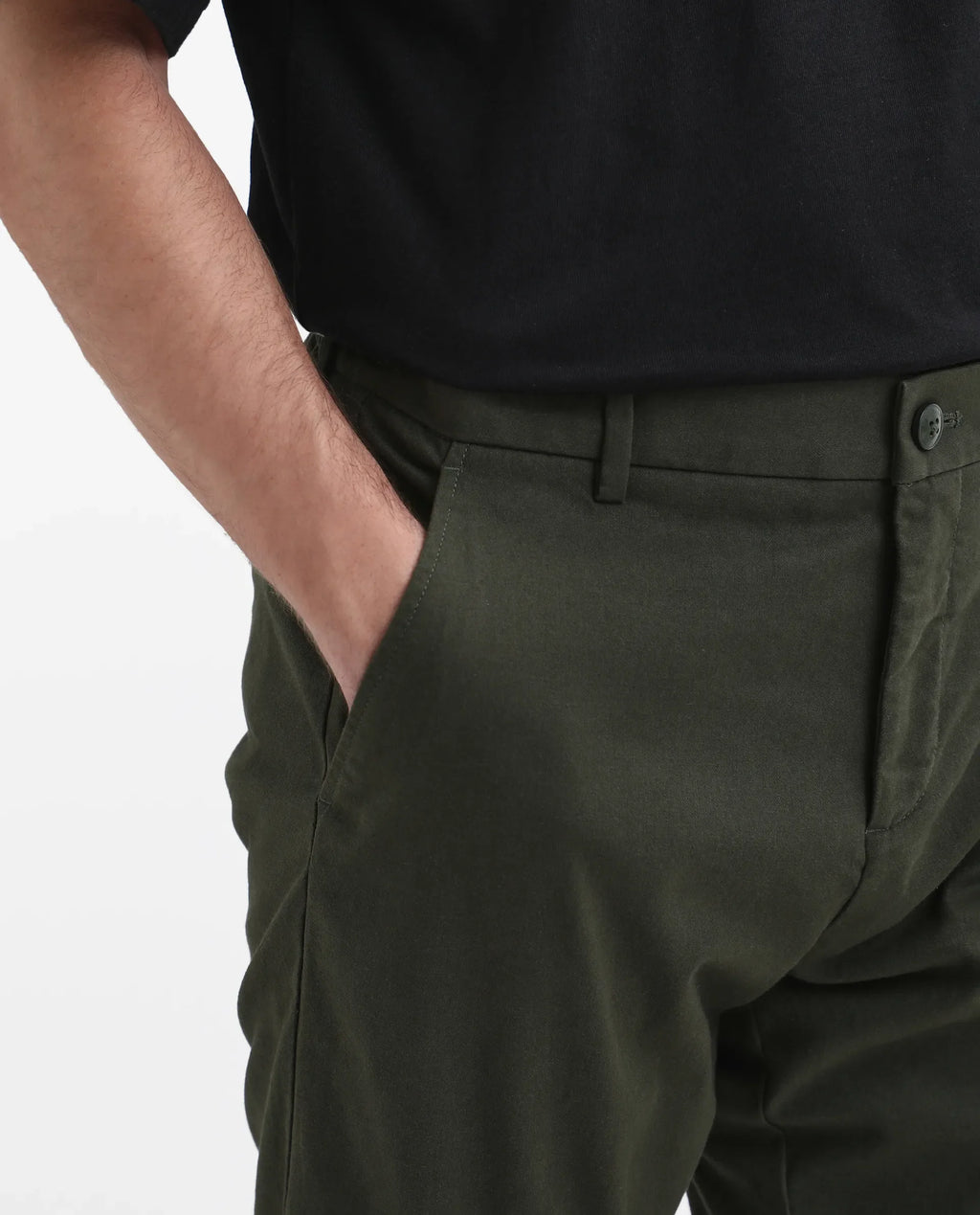 Rare Rabbit Men's Zade - Olive Linen Blend Plain Regular Fit Trouser