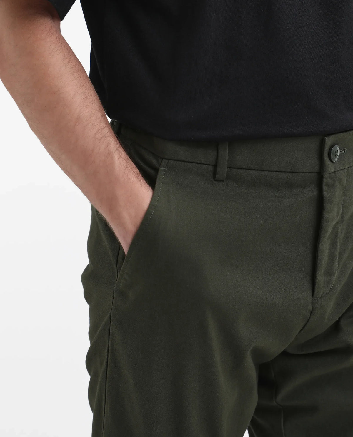 Rare Rabbit Men's Zade - Olive Linen Blend Plain Regular Fit Trouser