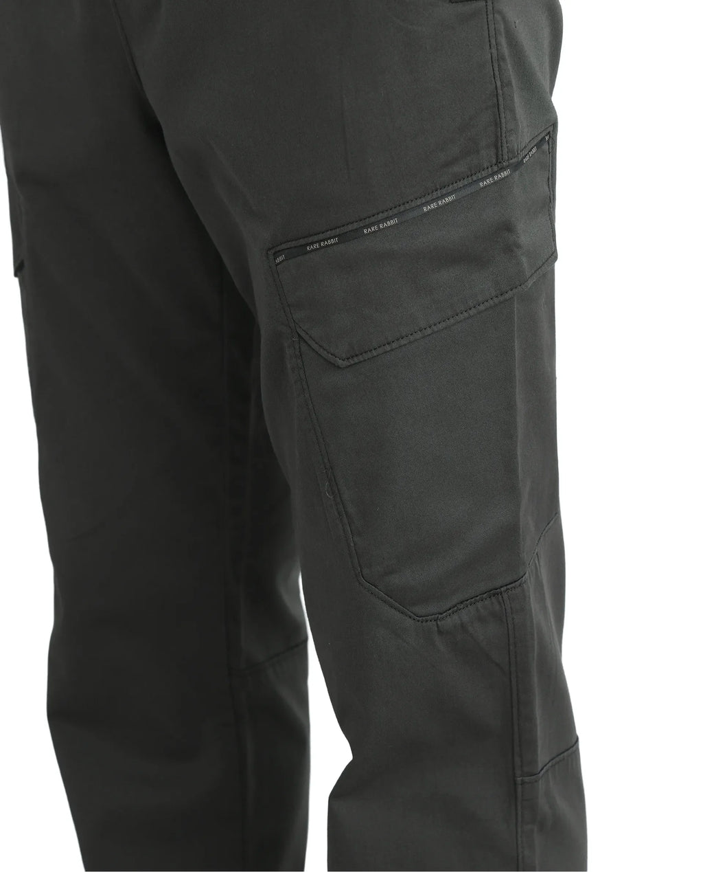 Rare Rabbit Men's Zudi Dark Grey Cotton Plain Regular Fit Trouser