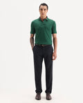 Rare Rabbit Men's Arbo Navy Polyester Blend Plain Regular Fit Trouser