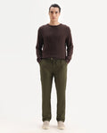 Rare Rabbit Men's Arcelo Olive 100% Linen Plain Regular Fit Trouser