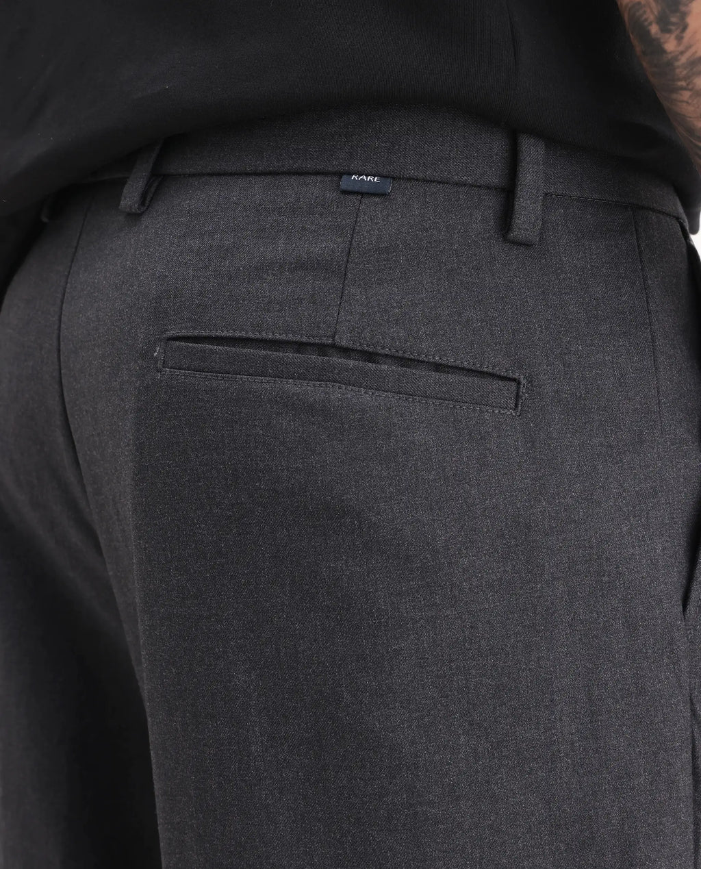 Rare Rabbit Men's Brelint Navy Cotton Blend Plain Relaxed Fit Trouser