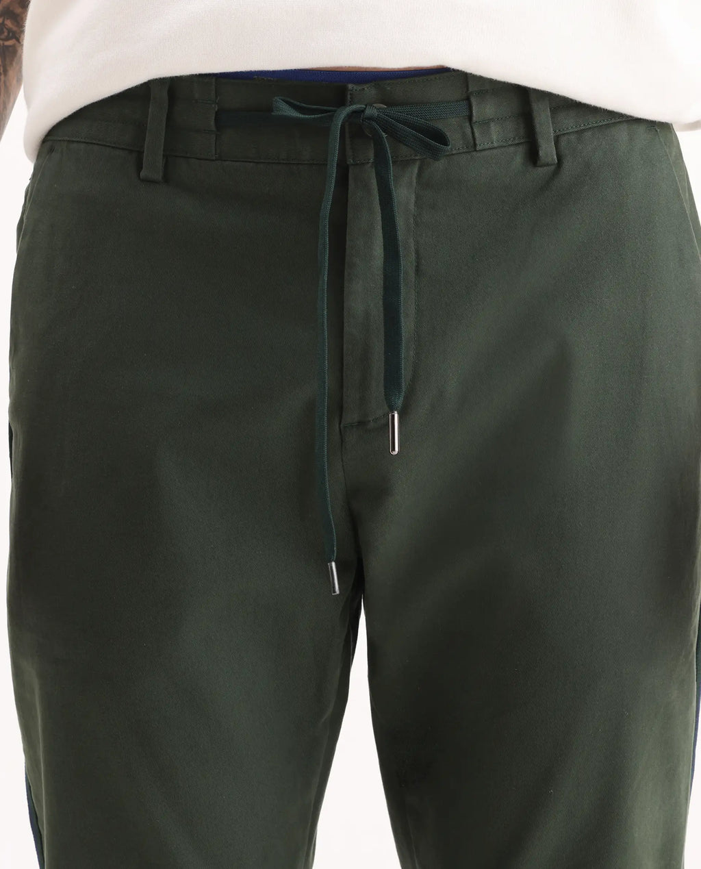 Rare Rabbit Men's Caloon Green Linen Blend Plain Regular Fit Trouser