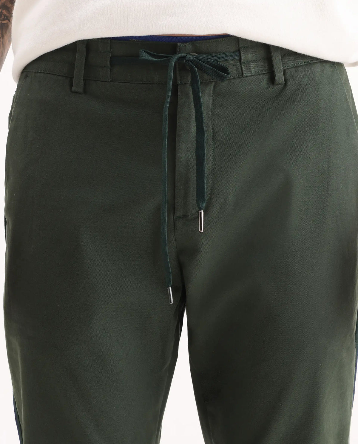 Rare Rabbit Men's Caloon Green Linen Blend Plain Regular Fit Trouser