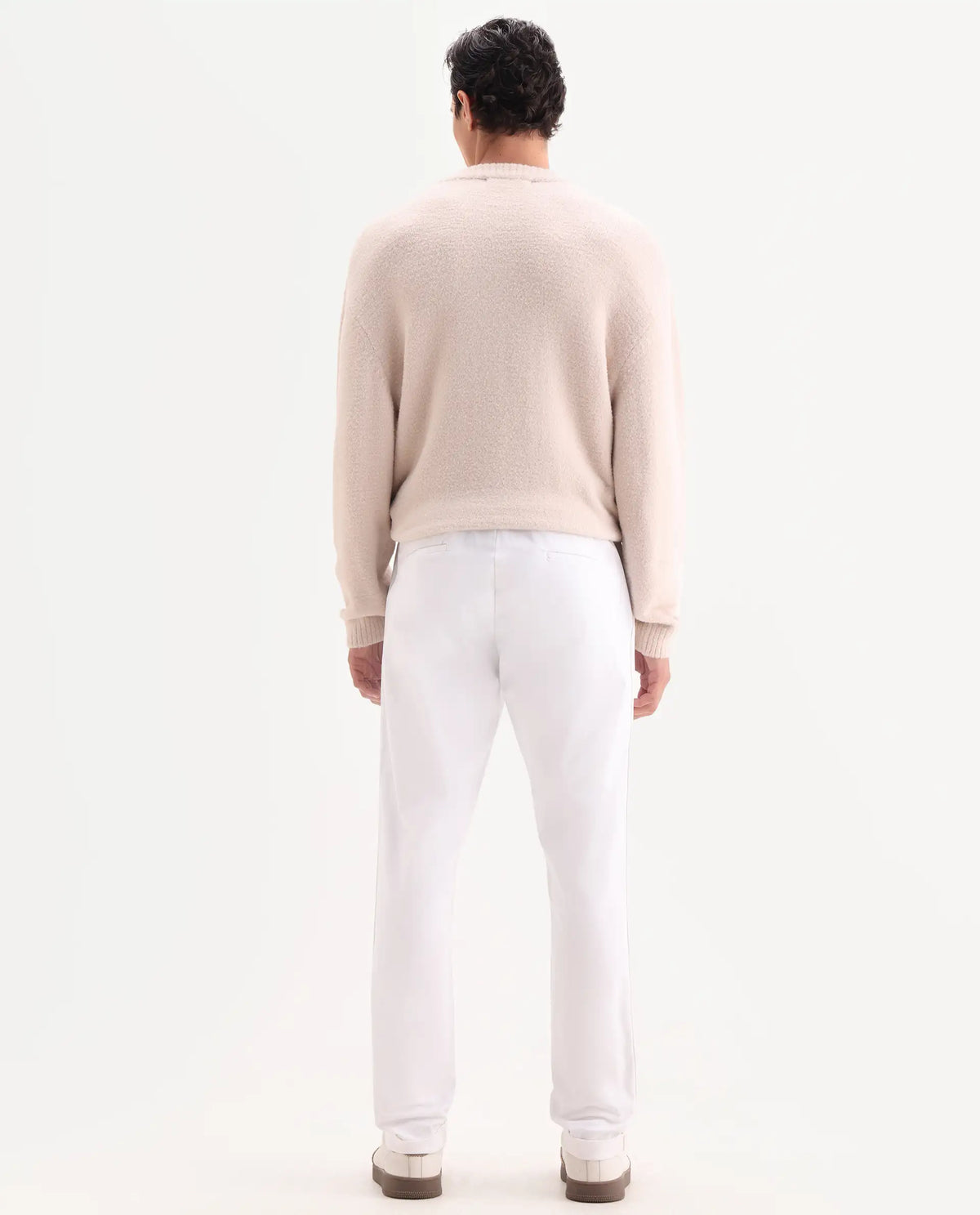 Rare Rabbit Men's Caloon White Linen Blend Plain Regular Fit Trouser