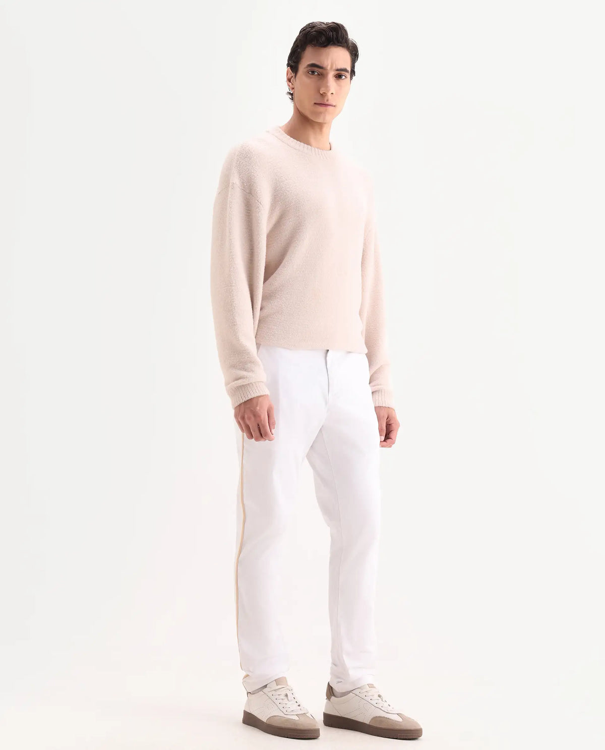 Rare Rabbit Men's Caloon White Linen Blend Plain Regular Fit Trouser