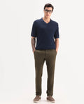 Rare Rabbit Men's Cellular Olive Cotton Plain Regular Fit Trouser
