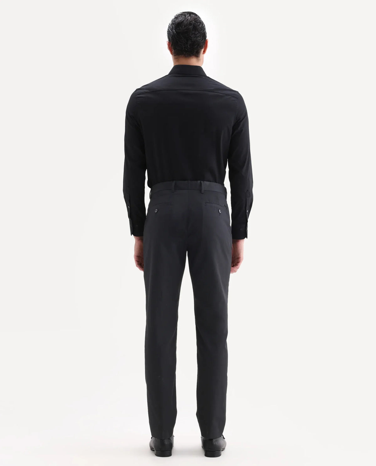 Rare Rabbit Men's Chamer Black Polyester Plain Regular Fit Trouser