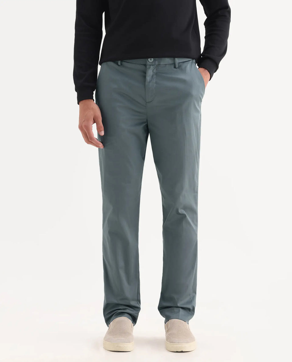 Rare Rabbit Men's Comotel Grey Linen Blend Plain Regular Fit Trouser