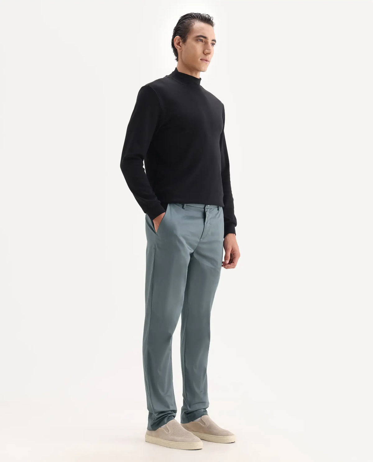 Rare Rabbit Men's Comotel Grey Linen Blend Plain Regular Fit Trouser