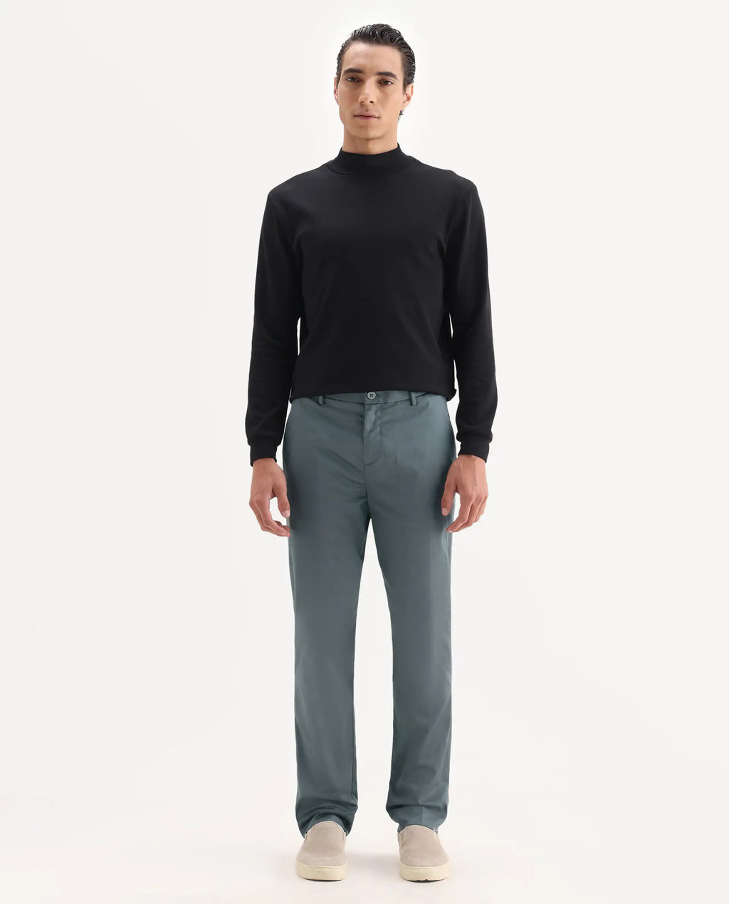 Rare Rabbit Men's Comotel Grey Linen Blend Plain Regular Fit Trouser