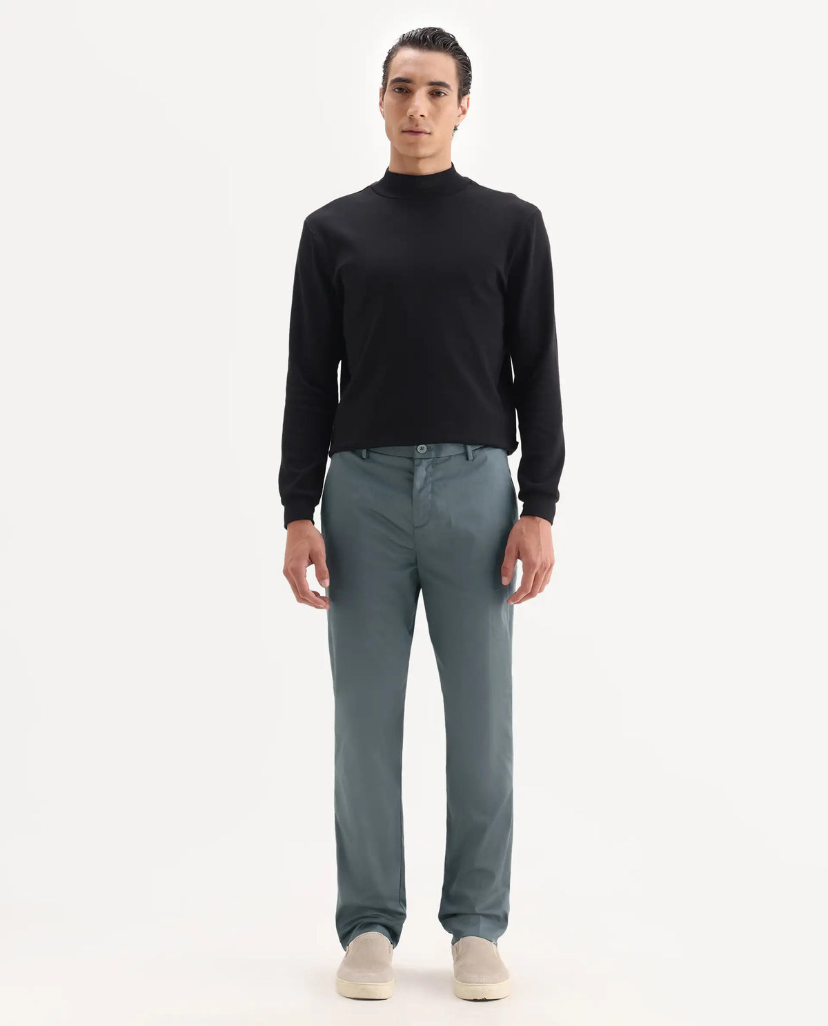 Rare Rabbit Men's Comotel Grey Linen Blend Plain Regular Fit Trouser