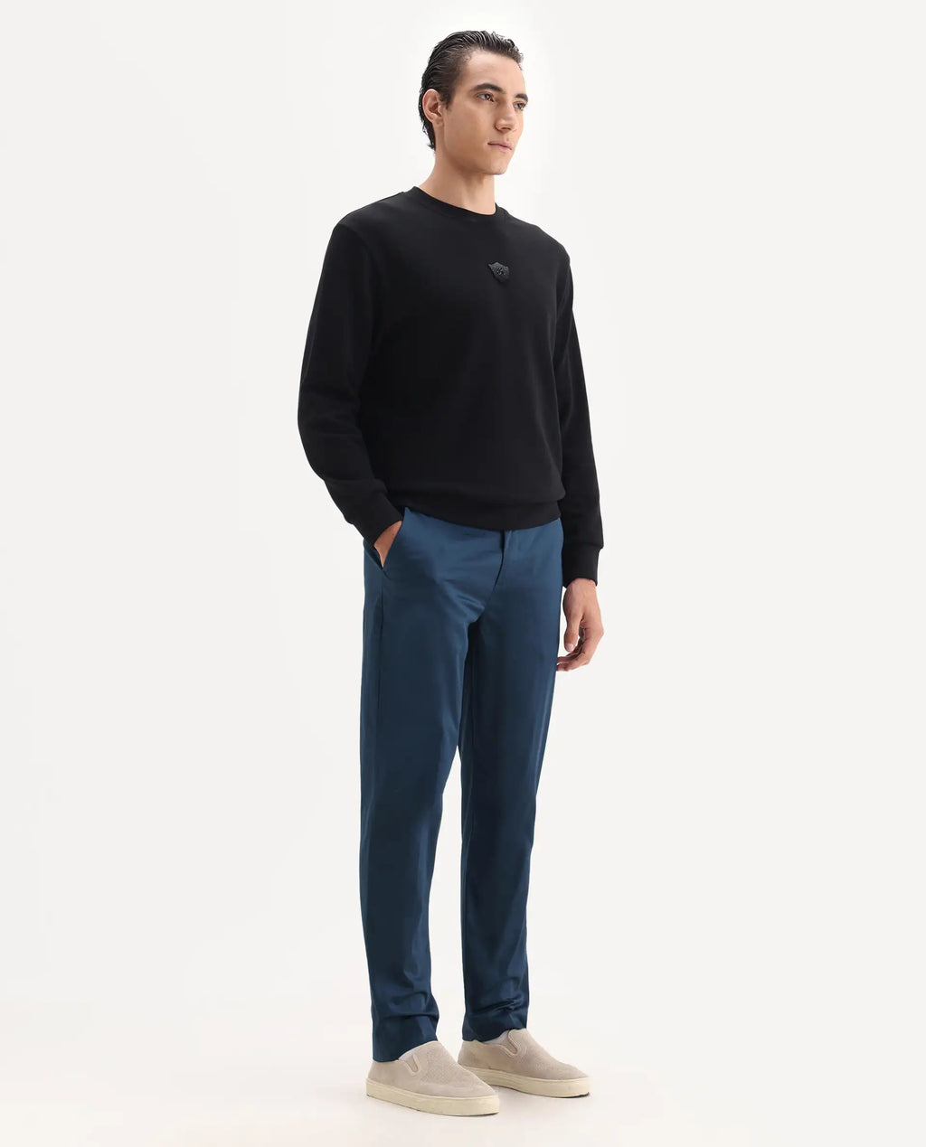 Rare Rabbit Men's Comotel Teal Linen Blend Plain Regular Fit Trouser