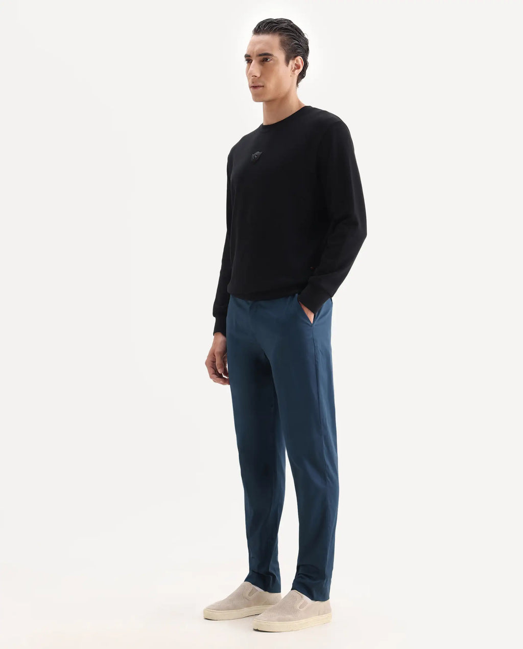 Rare Rabbit Men's Comotel Teal Linen Blend Plain Regular Fit Trouser