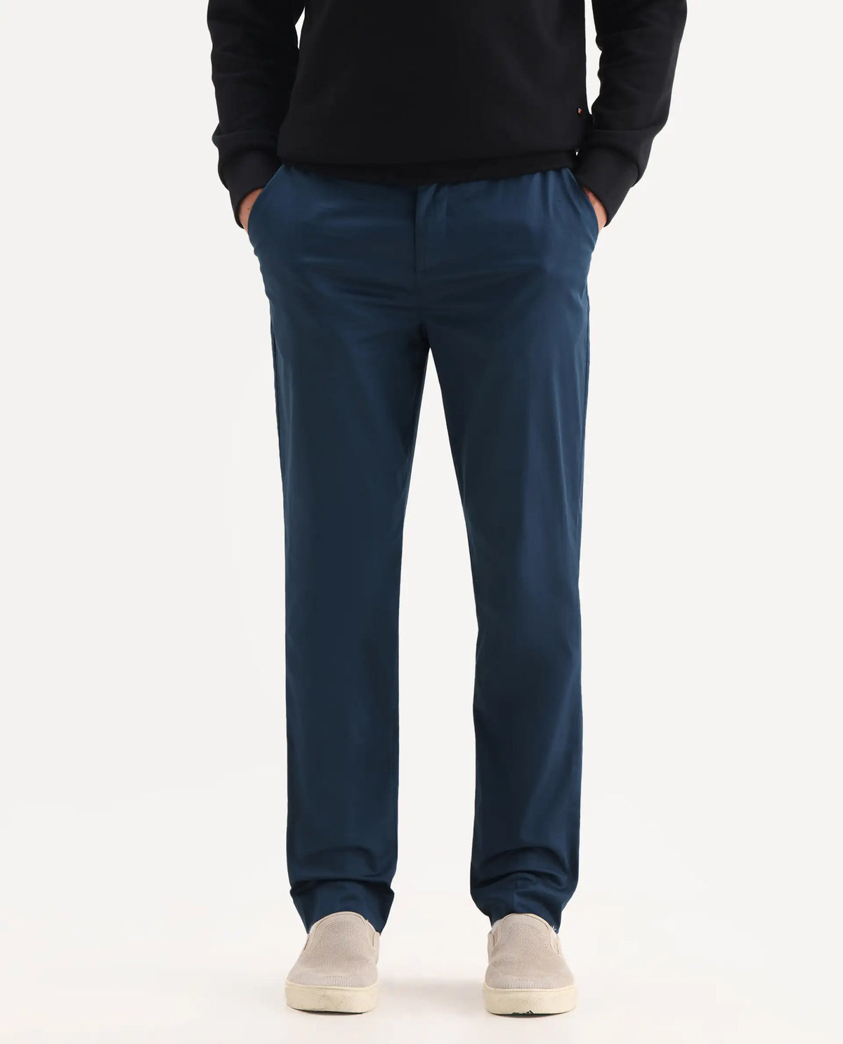 Rare Rabbit Men's Comotel Teal Linen Blend Plain Regular Fit Trouser