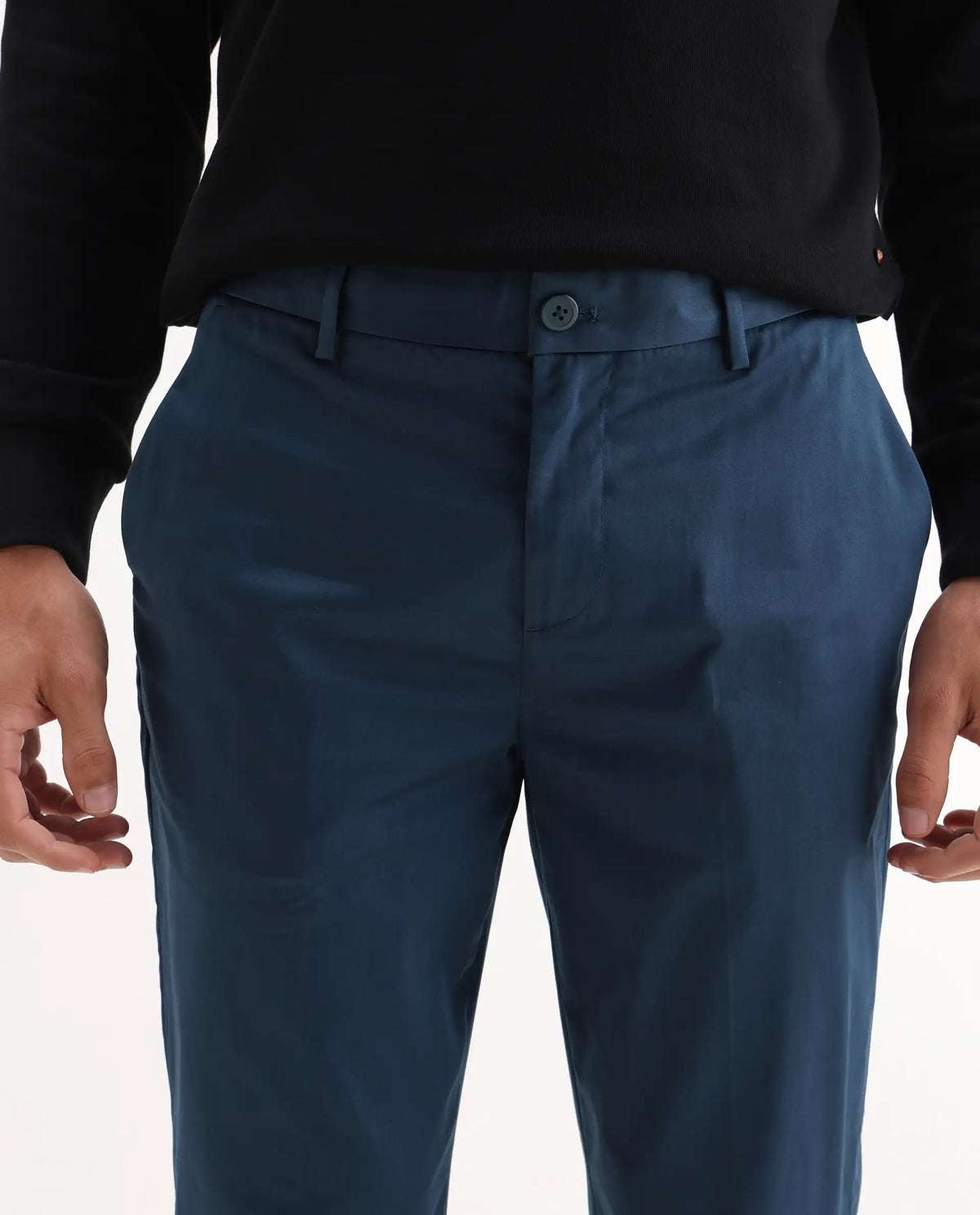 Rare Rabbit Men's Comotel Teal Linen Blend Plain Regular Fit Trouser