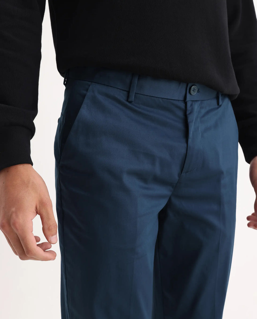 Rare Rabbit Men's Comotel Teal Linen Blend Plain Regular Fit Trouser