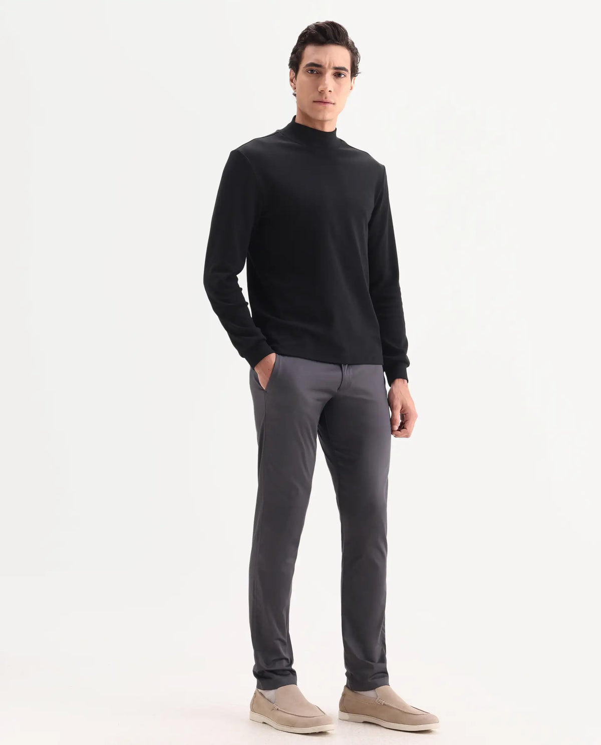 Rare Rabbit Men's Daron Grey Cotton Plain Regular Fit Trouser
