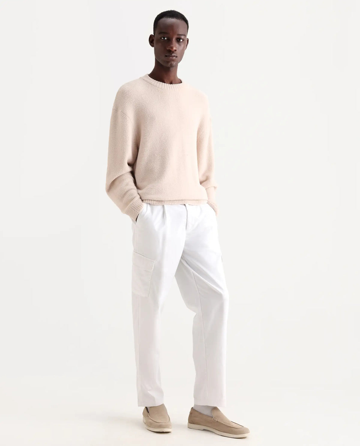 Rare Rabbit Men's Eber White Cotton Plain Regular Fit Trouser