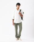 Rare Rabbit Men's Spoke 24 Pastel Green Linen Blend Plain Regular Fit Trouser