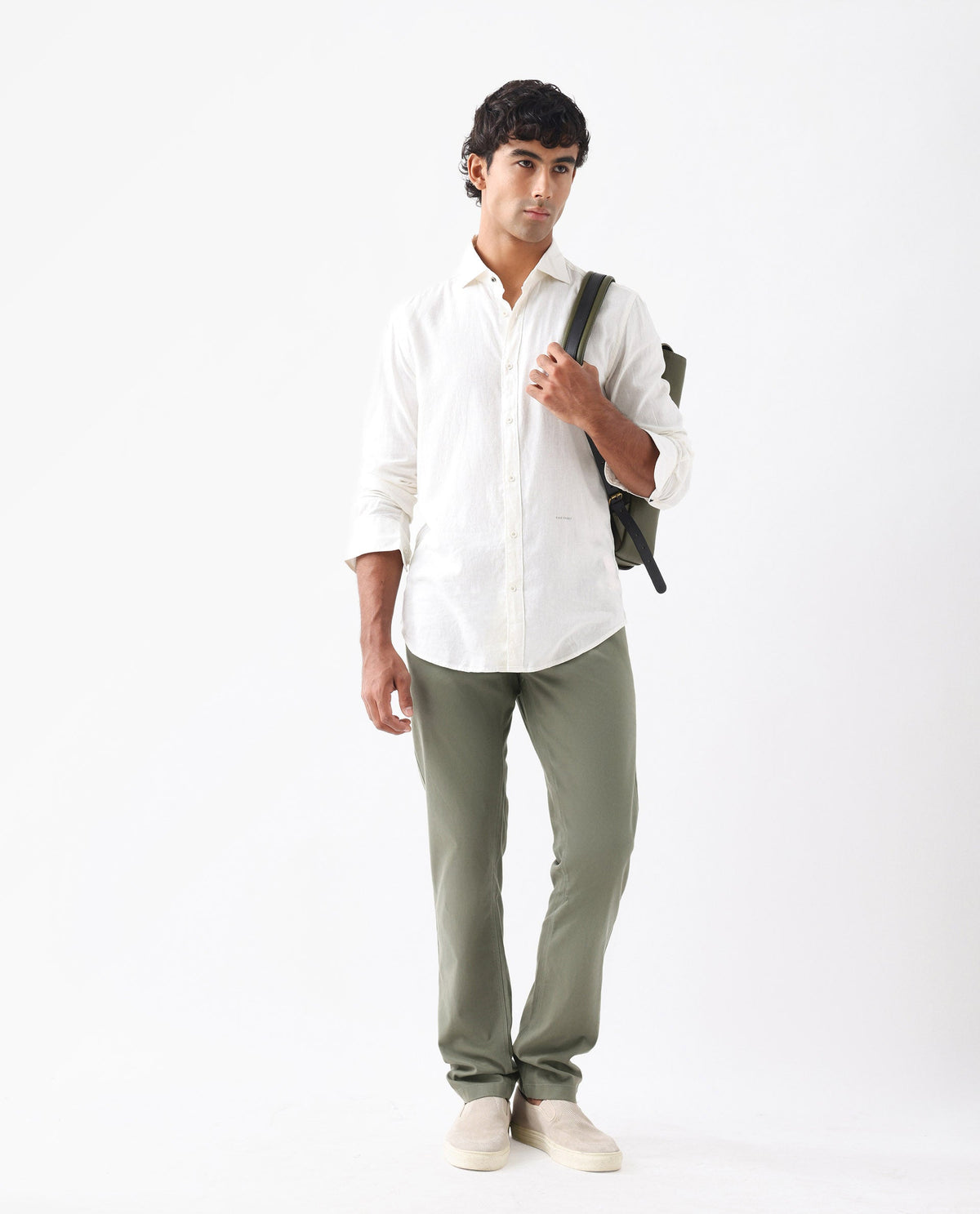 Rare Rabbit Men's Spoke 24 Pastel Green Linen Blend Plain Regular Fit Trouser