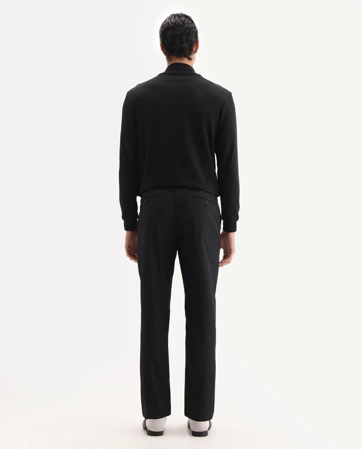 Rare Rabbit Men's Ital Black Viscose Blend Plain Regular Fit Trouser