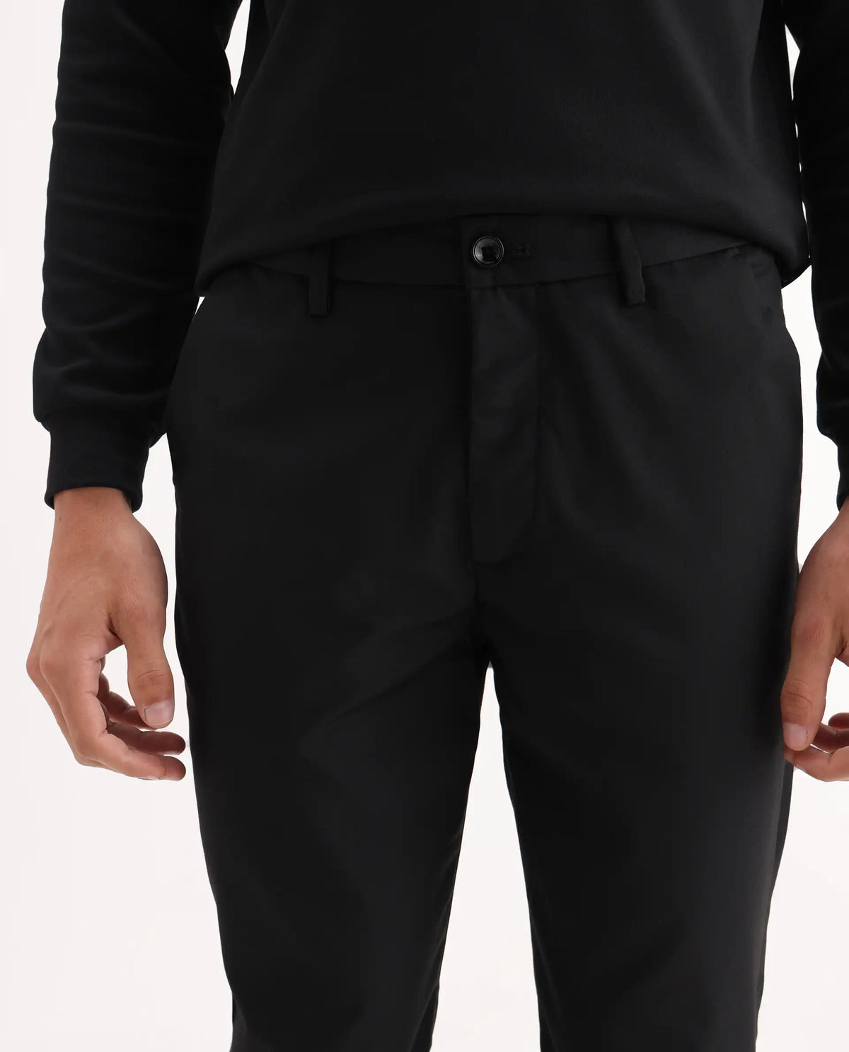 Rare Rabbit Men's Ital Black Viscose Blend Plain Regular Fit Trouser