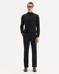 Rare Rabbit Men's Ital Black Viscose Blend Plain Regular Fit Trouser