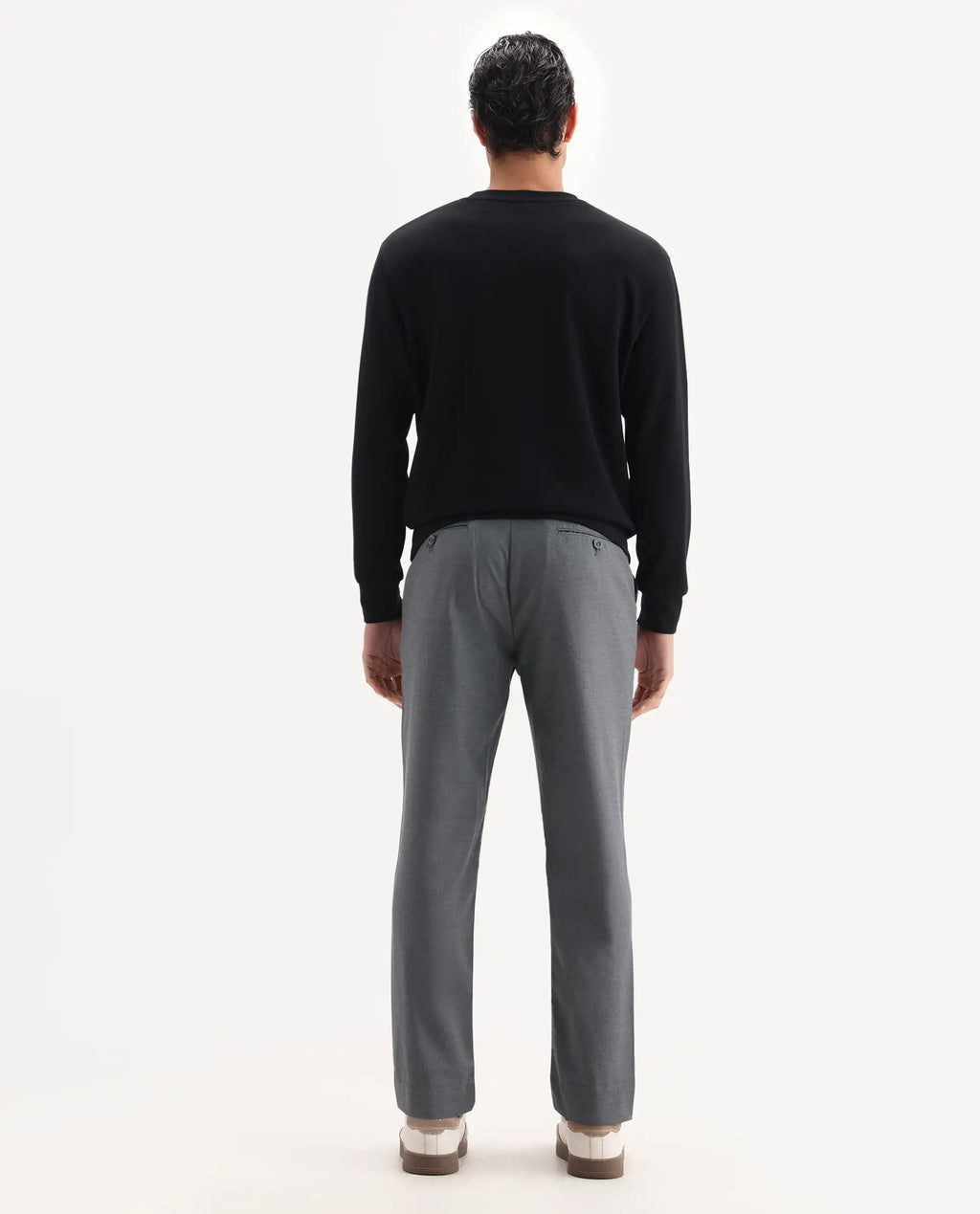 Rare Rabbit Men's Ital Grey Viscose Blend Plain Regular Fit Trouser