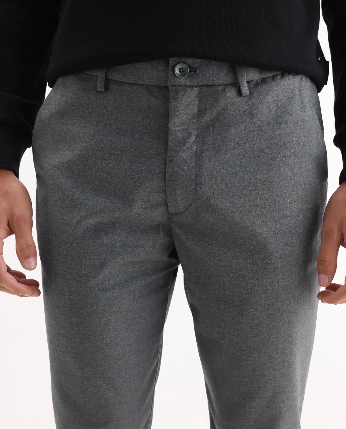 Rare Rabbit Men's Ital Grey Viscose Blend Plain Regular Fit Trouser