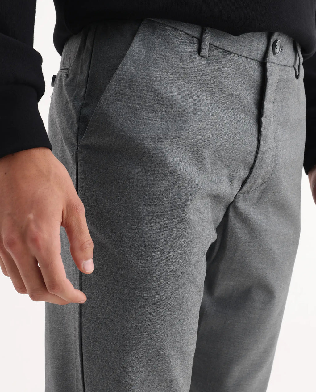Rare Rabbit Men's Ital Grey Viscose Blend Plain Regular Fit Trouser