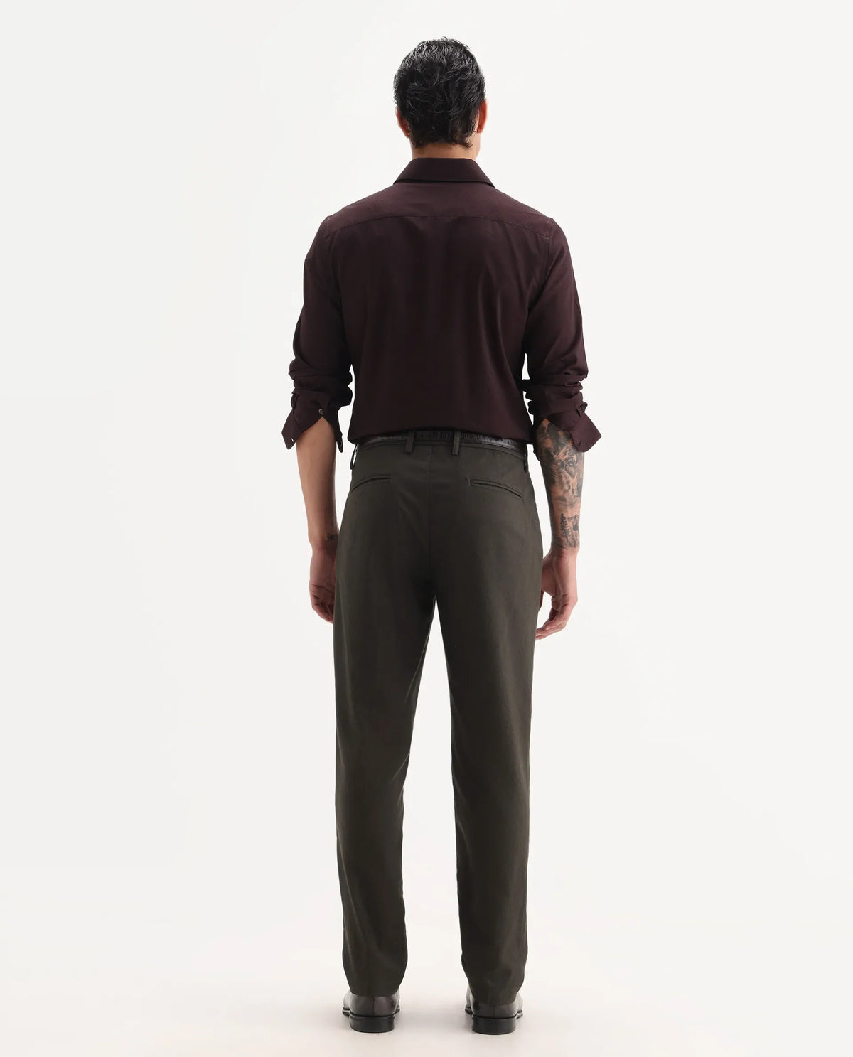 Rare Rabbit Men Jes-Aw25 Dark Olive Cotton Fabric Button Closure Plain Trouser