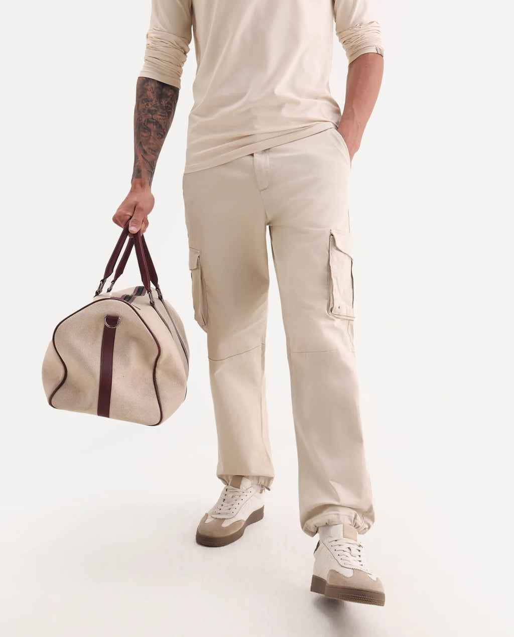 Rare Rabbit Men's Maks Off White Cotton Plain Regular Fit Trouser