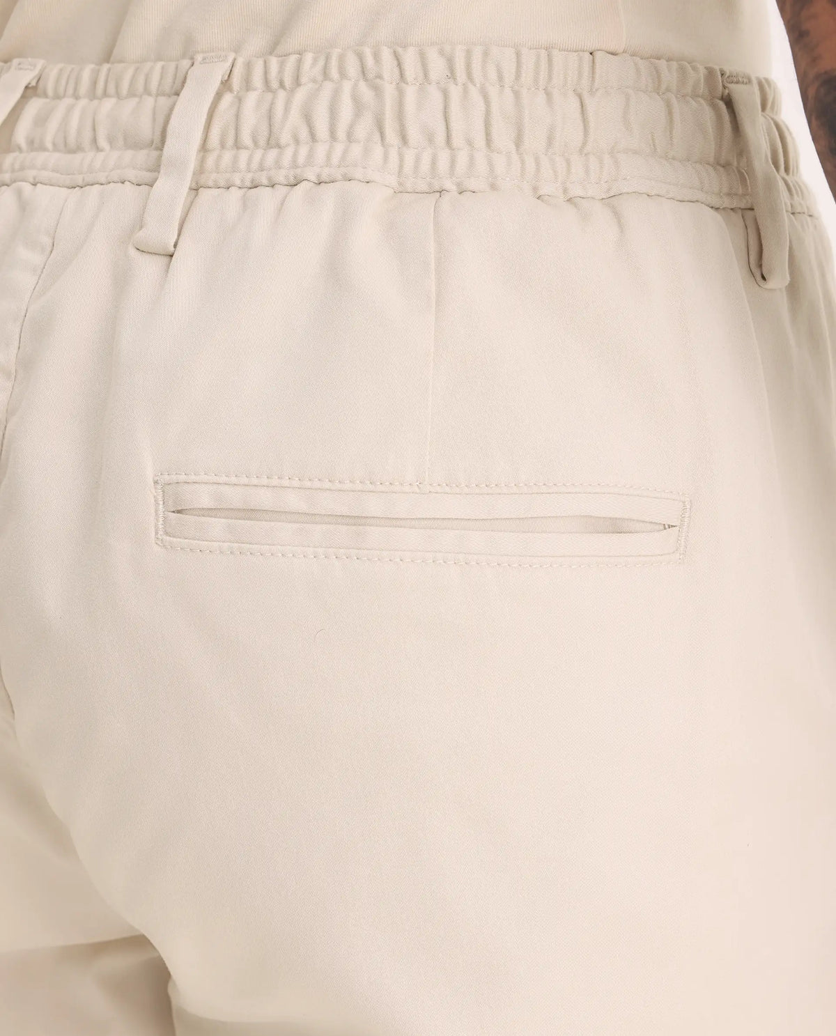 Rare Rabbit Men's Maks Off White Cotton Plain Regular Fit Trouser