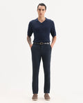 Rare Rabbit Men's Microl Navy Polyester Checked Print Regular Fit Trouser