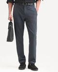 Rare Rabbit Men's Move-Ss26 Dark Navy Polyester Blend Fabric Regular Fit Plain Trouser