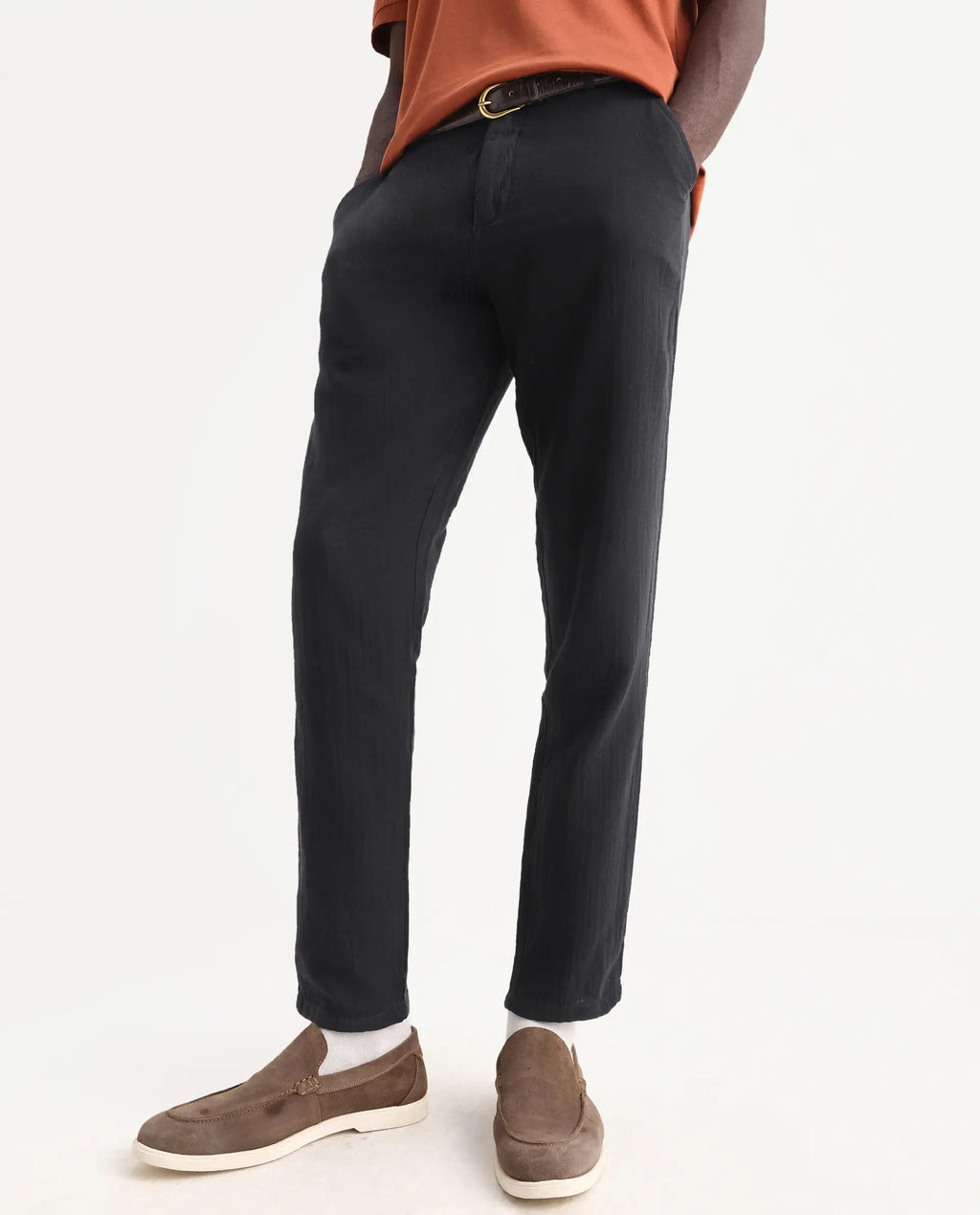 Rare Rabbit Men's Pastor-3 Black Cotton Plain Regular Fit Trouser