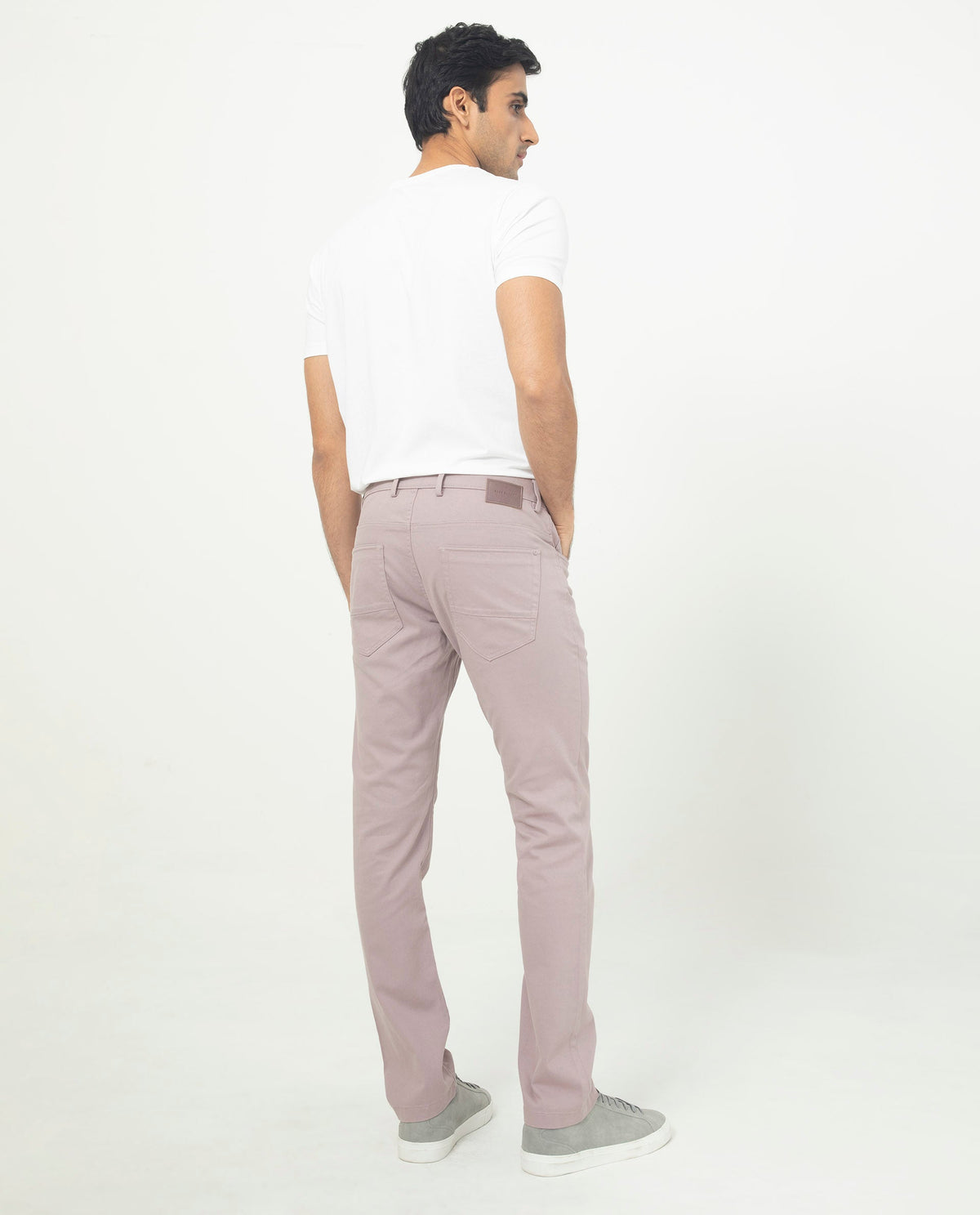 Rare Rabbit Men's Poke-2 Dusky Purple Cotton Plain Regular Fit Trouser