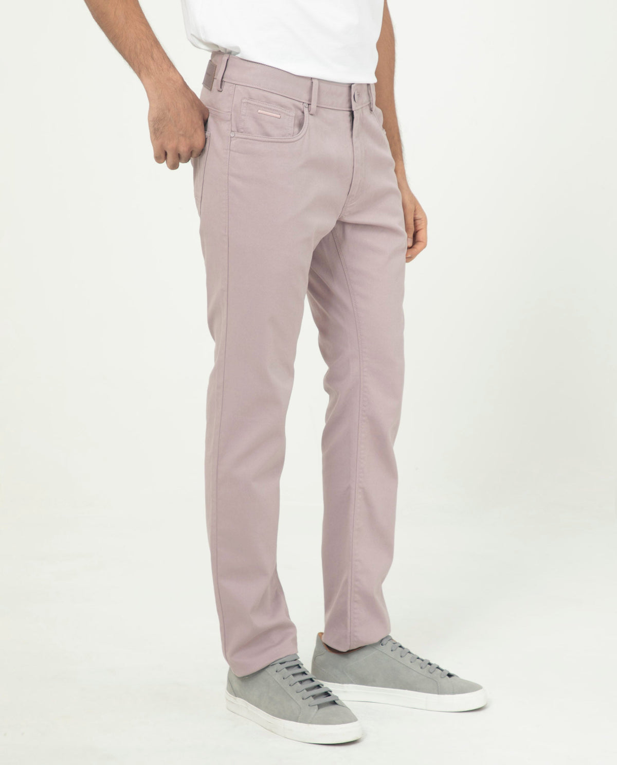 Rare Rabbit Men's Poke-2 Dusky Purple Cotton Plain Regular Fit Trouser