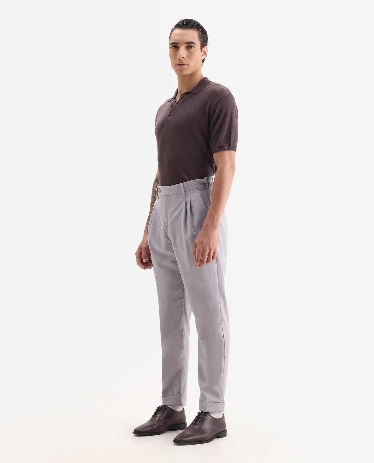 Rare Rabbit Men's Rhesa Dusky Purple Linen Blend Plain Relaxed Fit Trouser