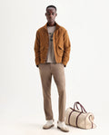 Rare Rabbit Men's Travel-25 Khaki Polyester Blend Plain Regular Fit Trouser