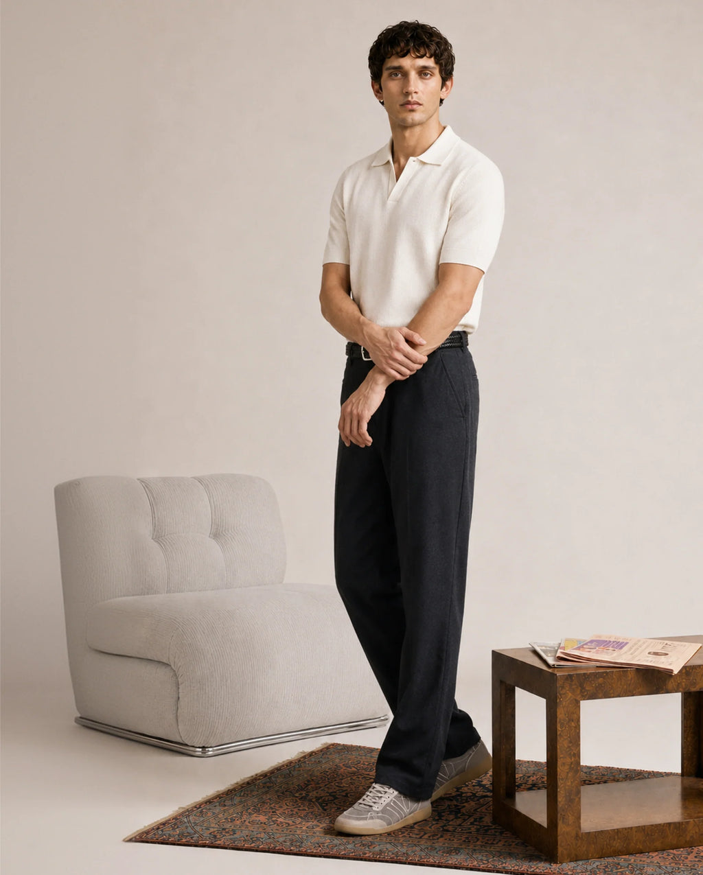 Rare Rabbit Men's Widow-B Black Cotton Blend Fabric Regular Fit Plain Trouser