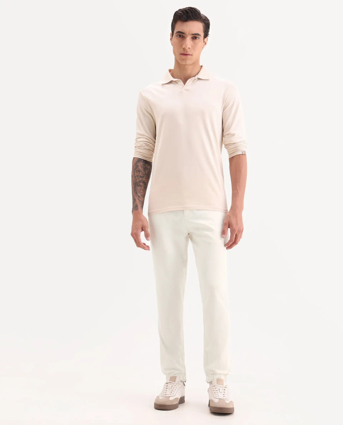 Rare Rabbit Men's Zade White Linen Blend Plain Regular Fit Trouser