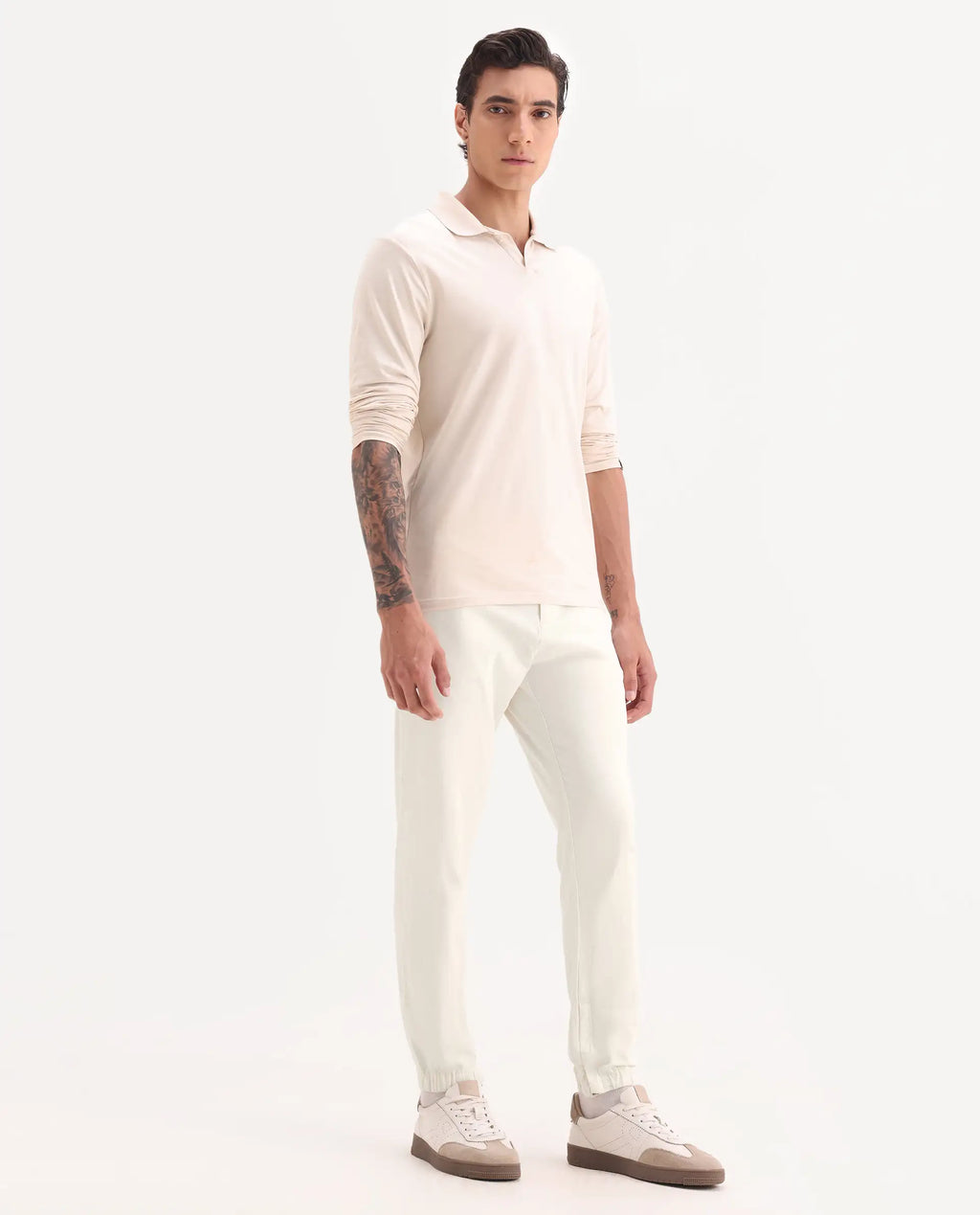 Rare Rabbit Men's Zade White Linen Blend Plain Regular Fit Trouser