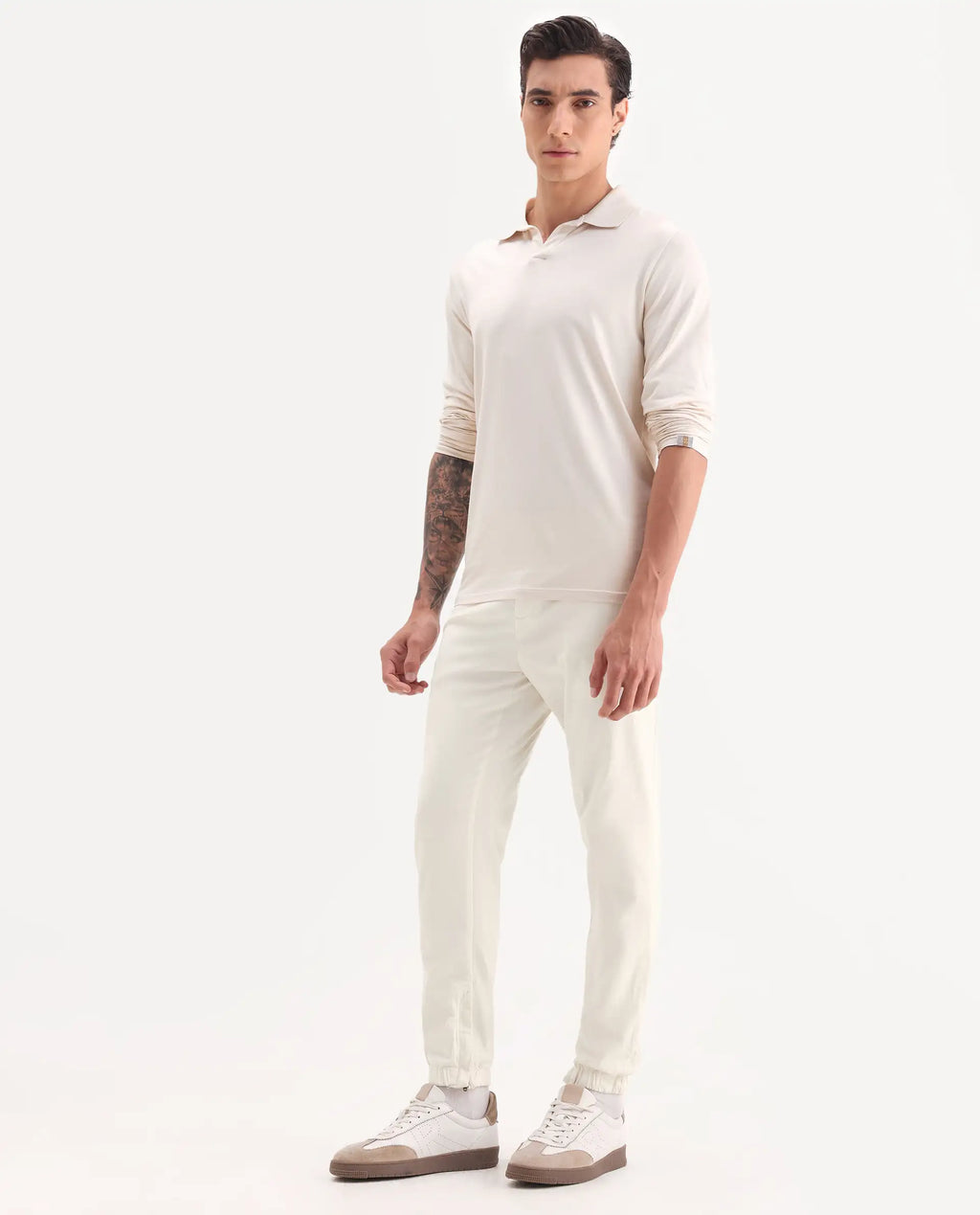Rare Rabbit Men's Zade White Linen Blend Plain Regular Fit Trouser