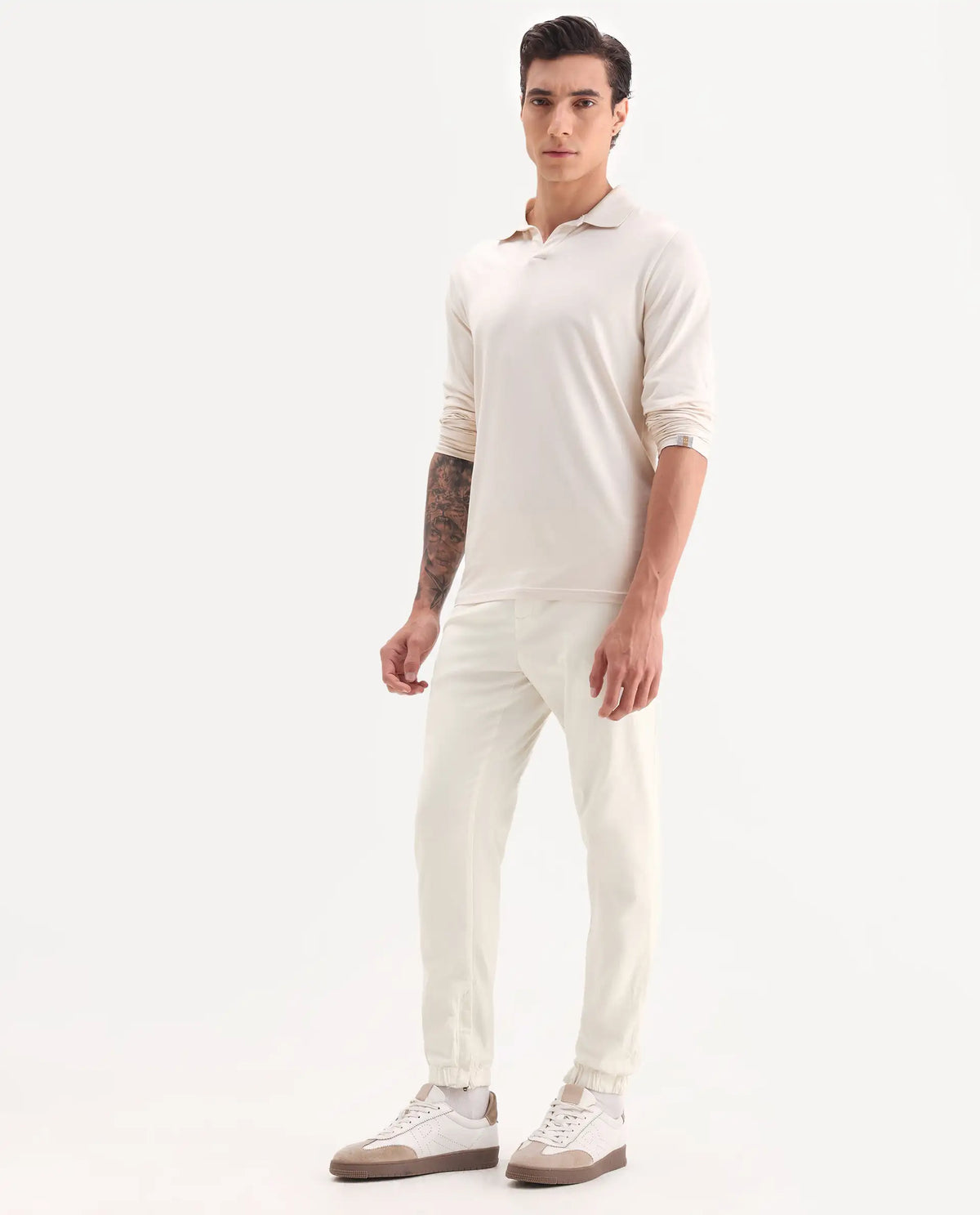 Rare Rabbit Men's Zade White Linen Blend Plain Regular Fit Trouser