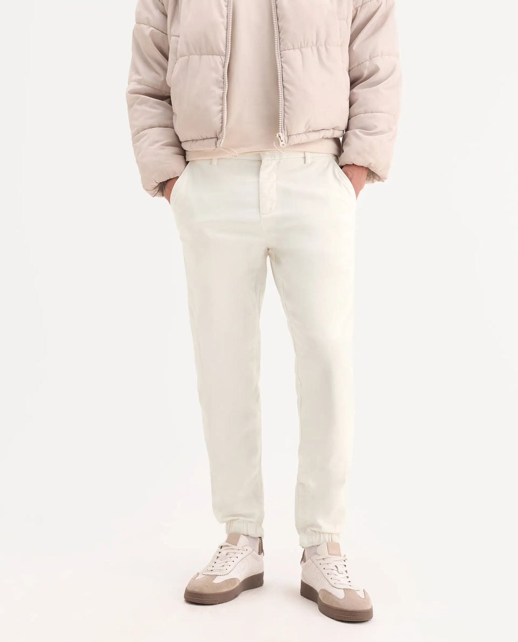 Rare Rabbit Men's Zade White Linen Blend Plain Regular Fit Trouser