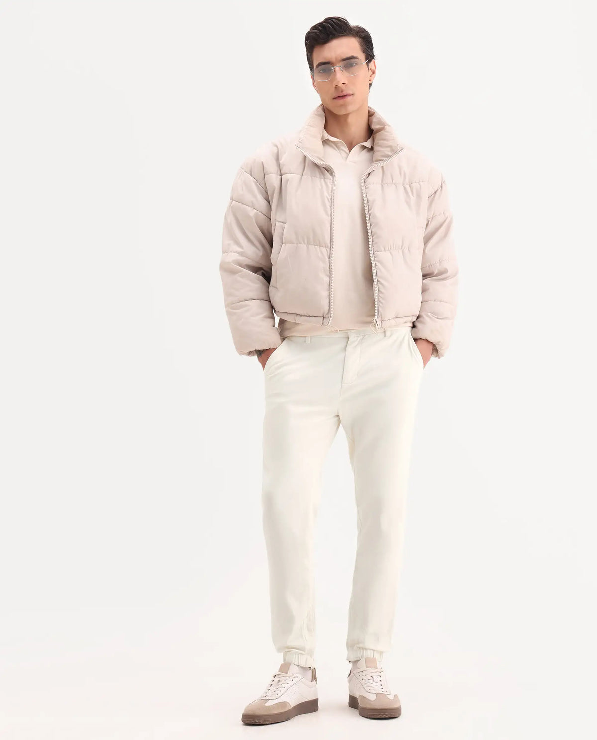 Rare Rabbit Men's Zade White Linen Blend Plain Regular Fit Trouser
