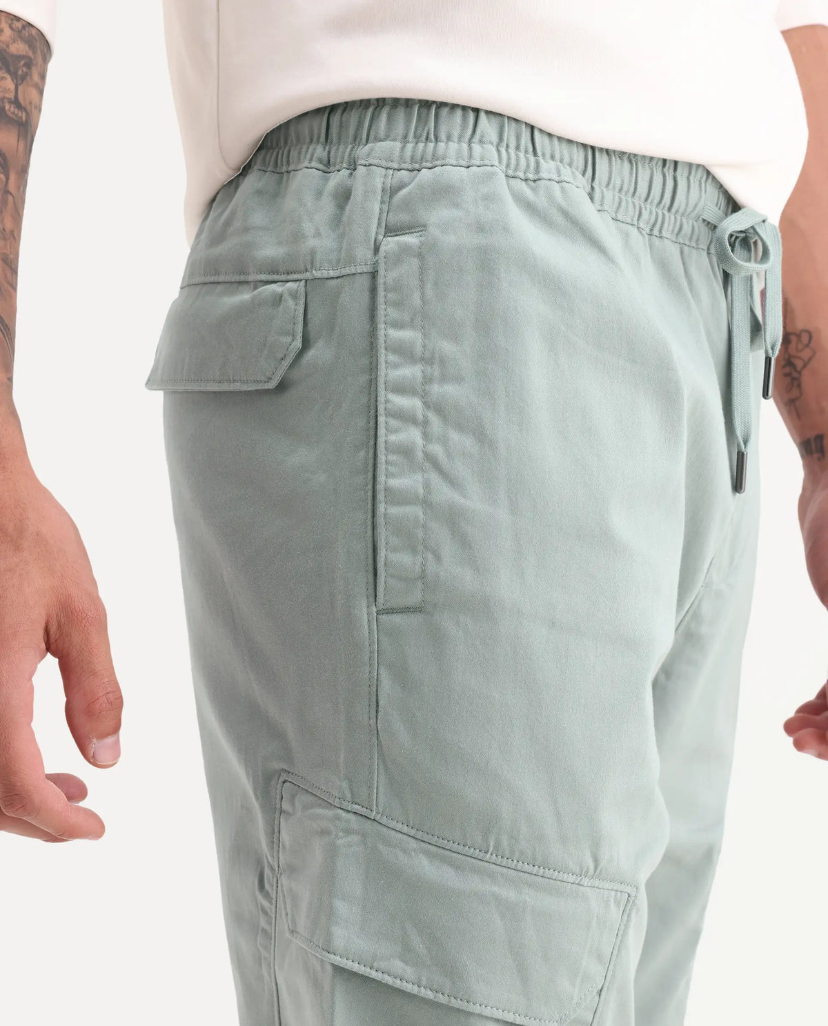 Rare Rabbit Men's Zudi Pastel Blue Cotton Plain Regular Fit Trouser